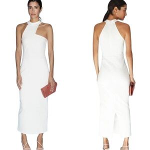 NWT Marcella Sonata Ivory Ponte Knit Asymmetrical Cutout Midi Dress - M
